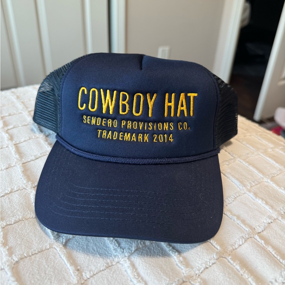 sendero provisions co COWBOY HAT trucker hat navy and yellow
